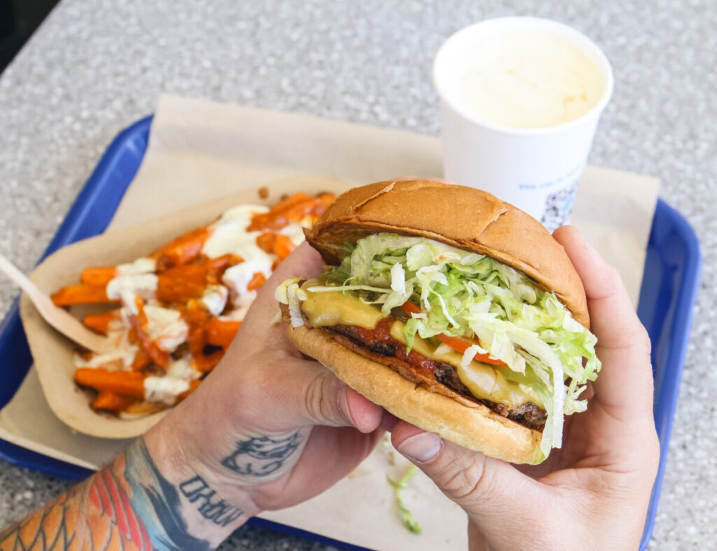 A Big Wheel Burger and Yam Fries
